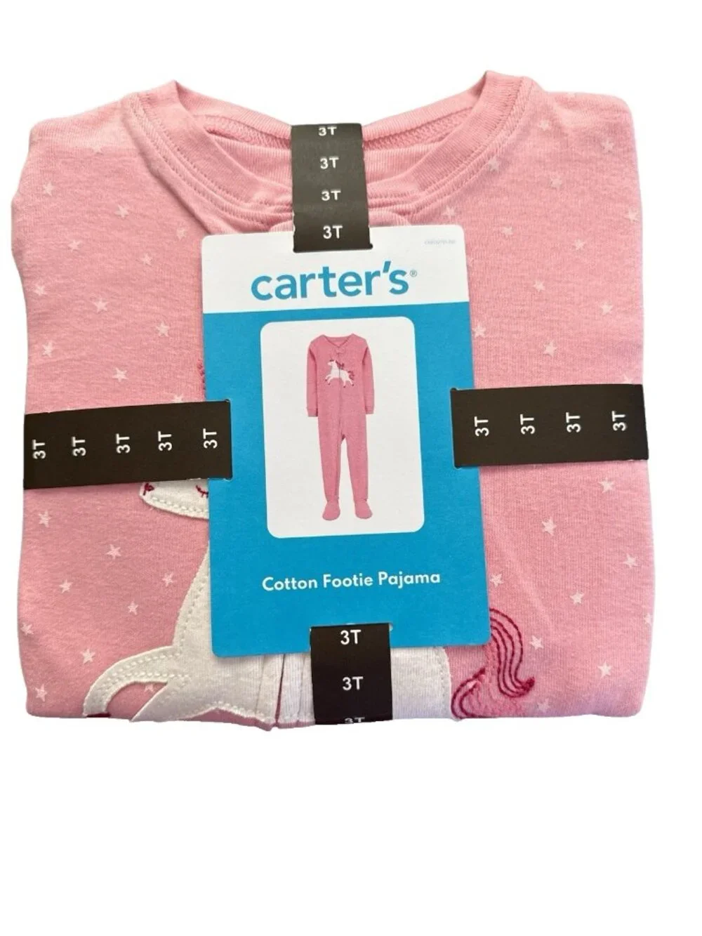 Carter's Girls Zip Up Cotton Footie Pajama-Unicorn Theme-Size 3T-NWT